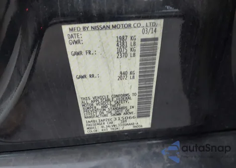 2014 Nissan Altima 3.5 S/3.5 Sl/3.5 Sv from USA, damaged, VIN 1N4BL3AP2EC315066